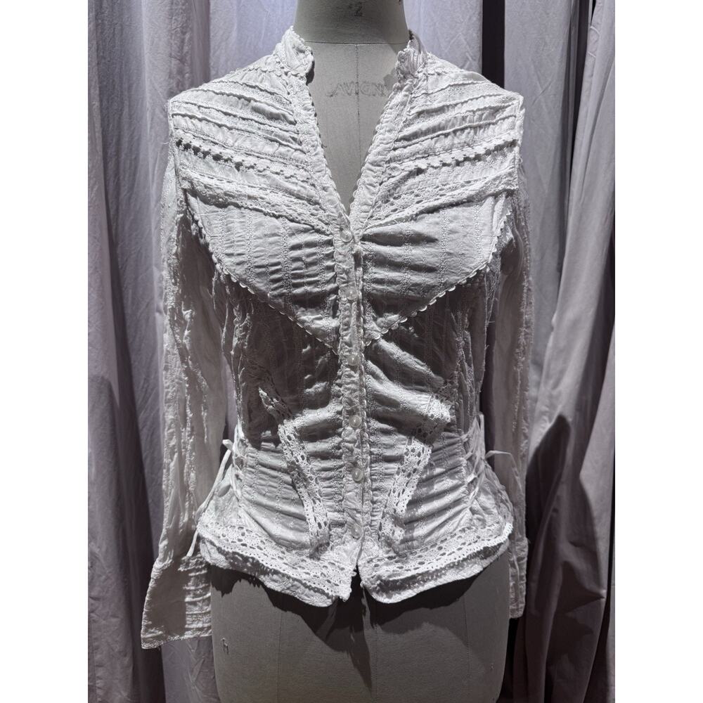 VTG Miss Selfridge Cotton And Lace Corset Blouse U.S. 8 Unworn !